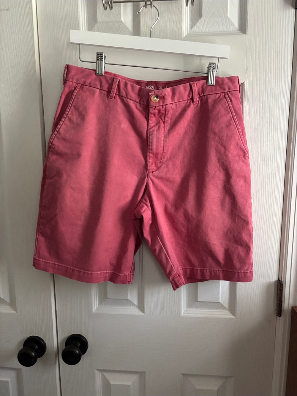 Izod Men's Rose Red Flat Front Chino Shorts